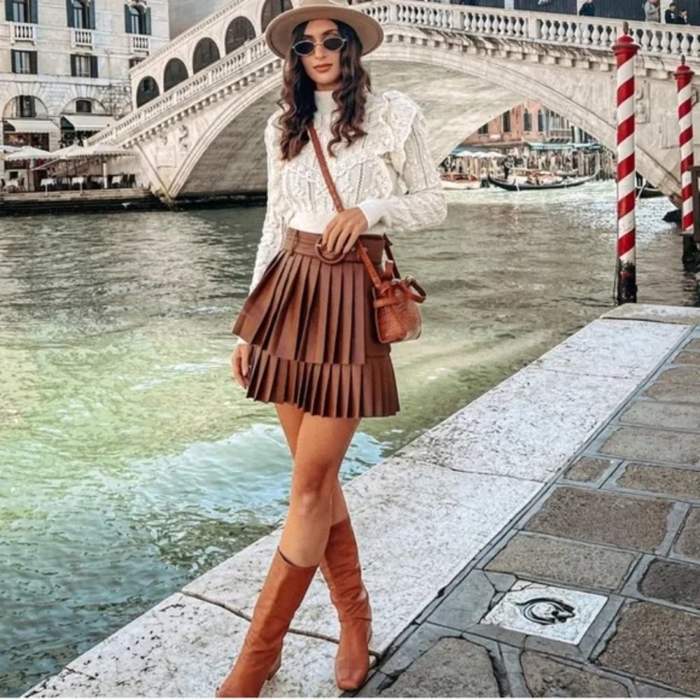 ZARA POINTELLE RUFFLE KNIT SWEATER